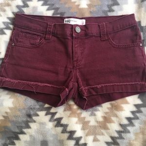 Denim Burgundy Shorts